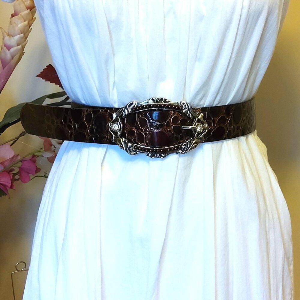 New Wide Faux Leather VTG Waist Belt Brown Fashion Belt for Dresses